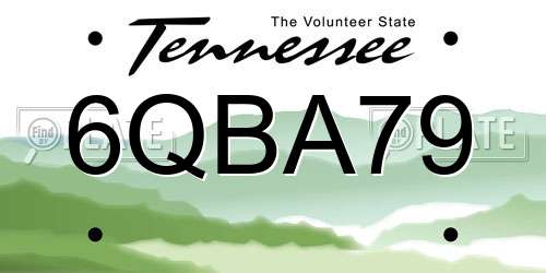 6QBA79 Tennessee License Plate