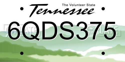 6QDS375 Tennessee License Plate