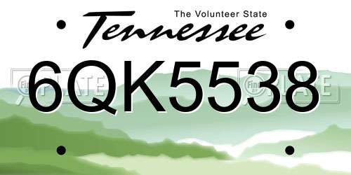 6QK5538 Tennessee License Plate