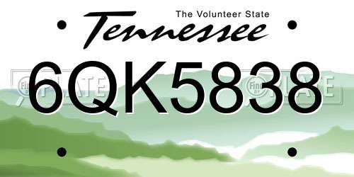 6QK5838 Tennessee License Plate