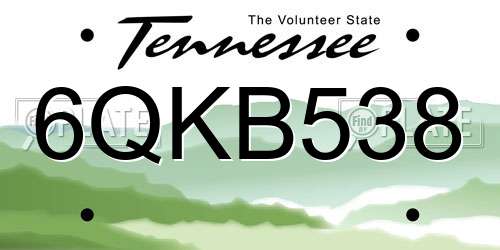 6QKB538 Tennessee License Plate