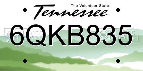 6QKB835 Tennessee License Plate