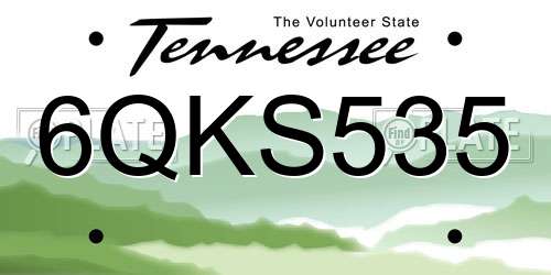 6QKS535 Tennessee License Plate