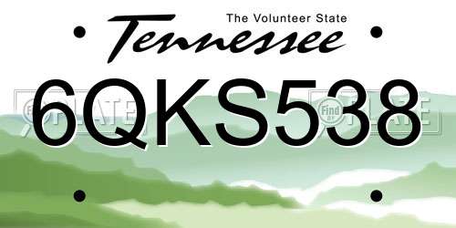 6QKS538 Tennessee License Plate