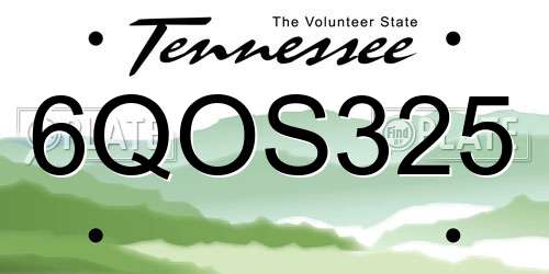 6QOS325 Tennessee License Plate