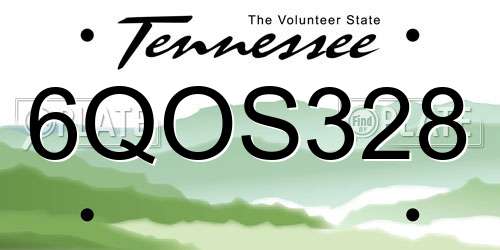 6QOS328 Tennessee License Plate