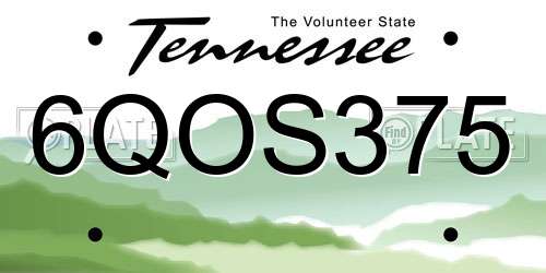 6QOS375 Tennessee License Plate