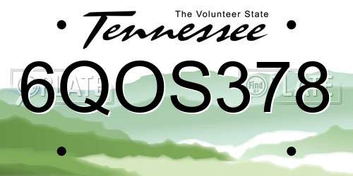 6QOS378 Tennessee License Plate