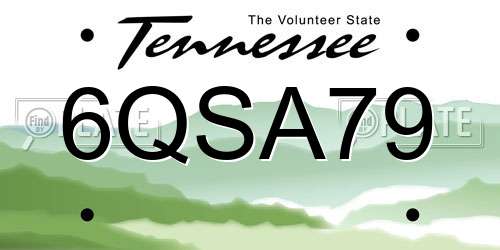 6QSA79 Tennessee License Plate