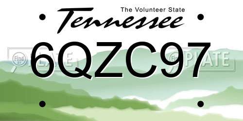 6QZC97 Tennessee License Plate