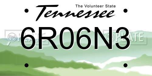 6R06N3 Tennessee License Plate