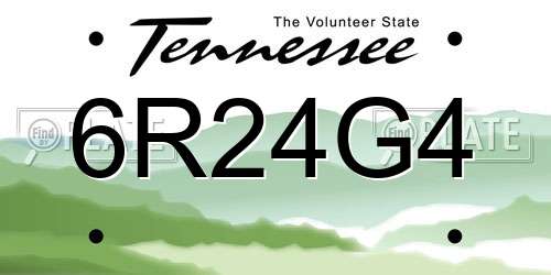 6R24G4 Tennessee License Plate