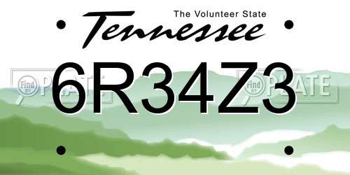 6R34Z3 Tennessee License Plate