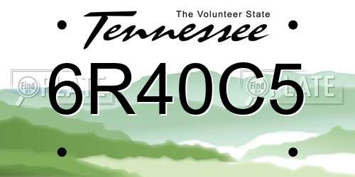 6R40C5 Tennessee License Plate
