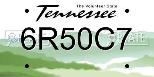 6R50C7 Tennessee License Plate