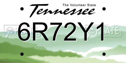 6R72Y1 Tennessee License Plate