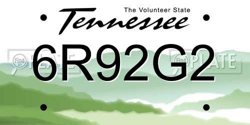 6R92G2 Tennessee License Plate