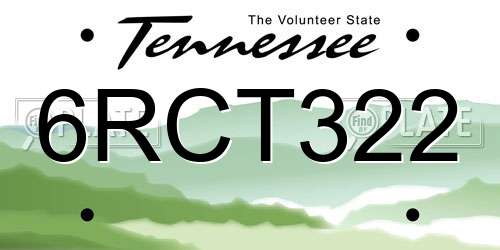 6RCT322 Tennessee License Plate