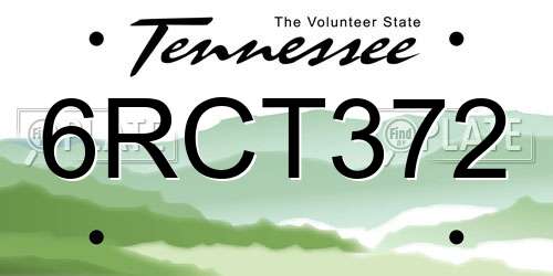 6RCT372 Tennessee License Plate