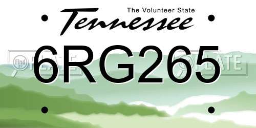 6RG265 Tennessee License Plate