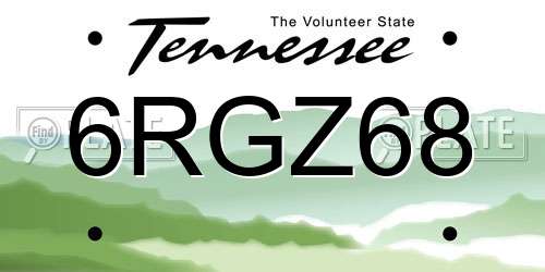 6RGZ68 Tennessee License Plate