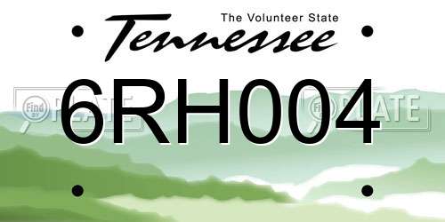6RH004 Tennessee License Plate