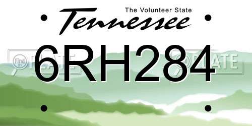 6RH284 Tennessee License Plate