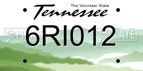 6RI012 Tennessee License Plate