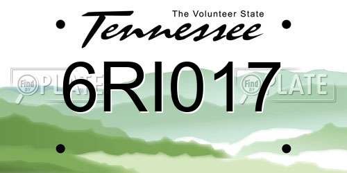 6RI017 Tennessee License Plate