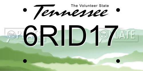6RID17 Tennessee License Plate