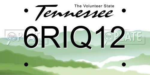6RIQ12 Tennessee License Plate