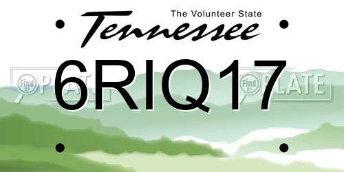 6RIQ17 Tennessee License Plate