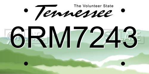 6RM7243 Tennessee License Plate