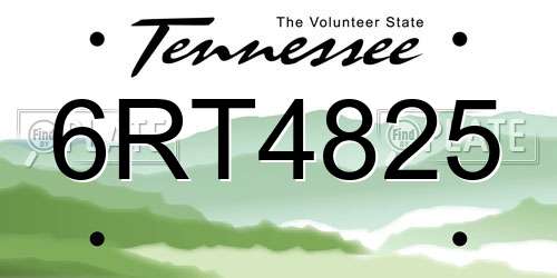 6RT4825 Tennessee License Plate