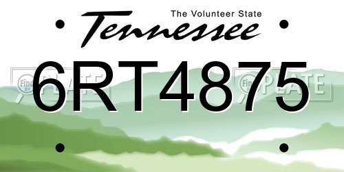 6RT4875 Tennessee License Plate