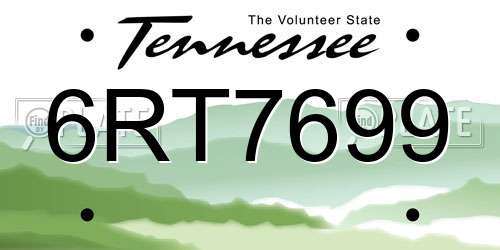 6RT7699 Tennessee License Plate