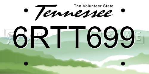 6RTT699 Tennessee License Plate