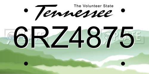 6RZ4875 Tennessee License Plate