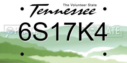 6S17K4 Tennessee License Plate