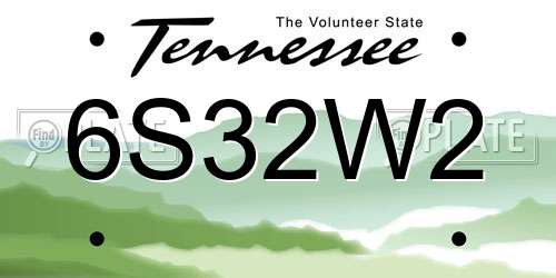 6S32W2 Tennessee License Plate