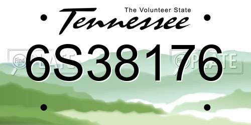 6S38176 Tennessee License Plate