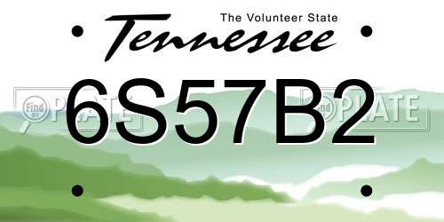 6S57B2 Tennessee License Plate