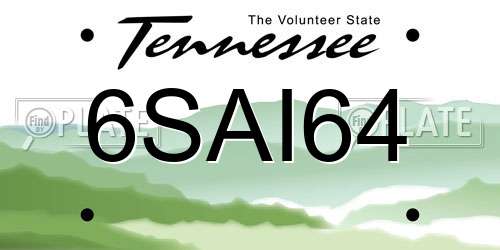 6SAI64 Tennessee License Plate