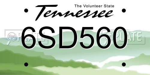 6SD560 Tennessee License Plate