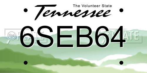 6SEB64 Tennessee License Plate