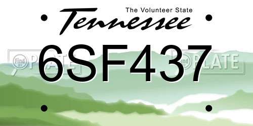 6SF437 Tennessee License Plate