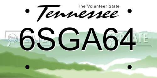 6SGA64 Tennessee License Plate