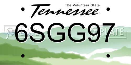 6SGG97 Tennessee License Plate