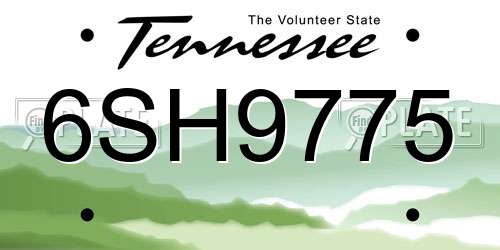 6SH9775 Tennessee License Plate