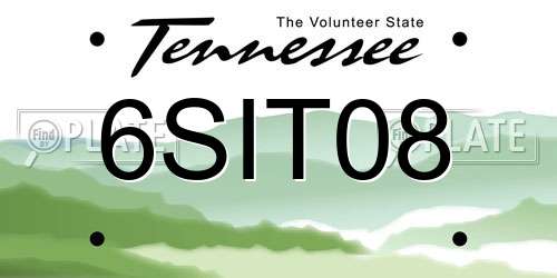 6SIT08 Tennessee License Plate